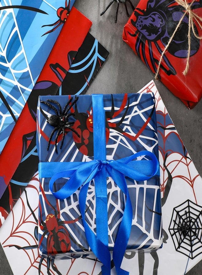 Sinload 12 Sheets Spider Wrapping Paper Spider Webs Gift Wrap Paper Bulk for Christmas Halloween Birthday Party Gifts Wrapper DIY Craft, 19.7 x 27.6 Inches - Image 2